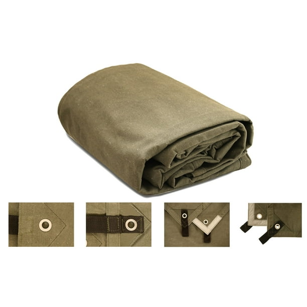 OD Green 10X12 18oz Heavy Duty Canvas Tarp with Grommets Water Mold and Mildew Resistant 